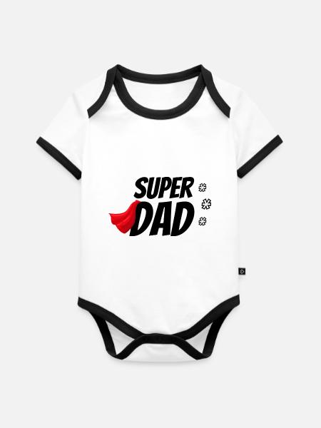 Super - Baby Bio-Kurzarm-Kontrastbody - Weiß/Schwarz