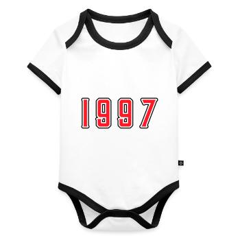 1997 year birthday - Organic Baby Contrasting Bodysuit - white/black  - Front