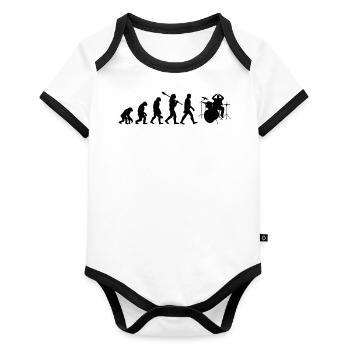 Drum Evolution - Baby Bio-Kurzarm-Kontrastbody - Weiß/Schwarz  - Vorne