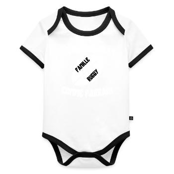 Future rugby player as godfather - Organic Baby Contrasting Bodysuit - white/black  - Front