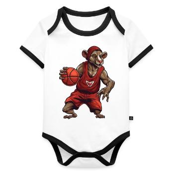 Rats Basketball Player - Organic Baby Contrasting Bodysuit - white/black  - Front