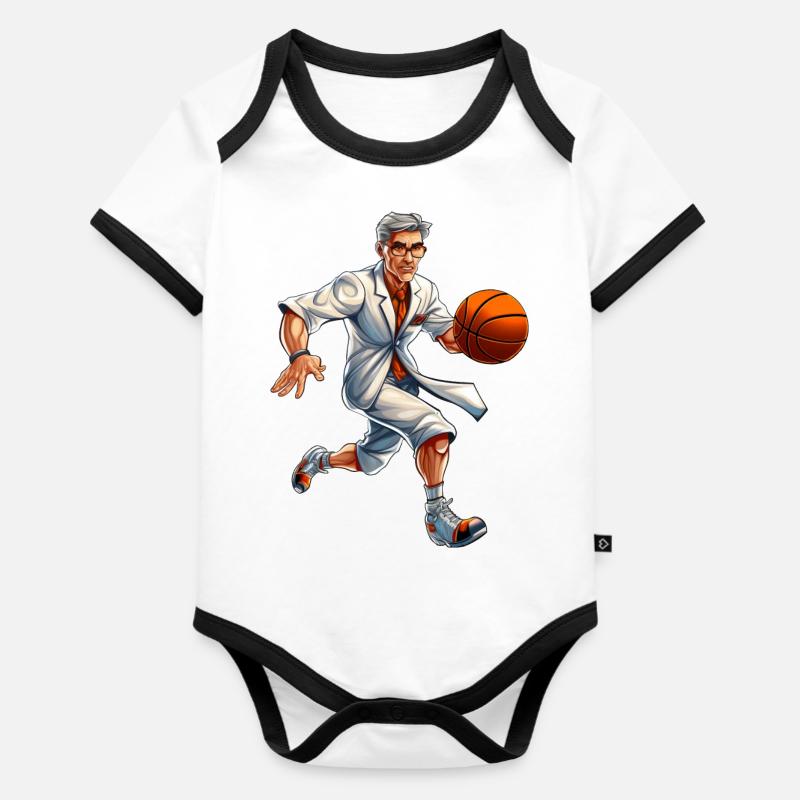 Médecin Basket-ball - Body Bébé bio contrasté manches courtes - blanc/noir