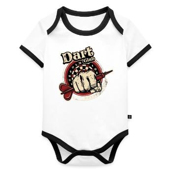Dart Club 2 - Dart T-Shirts RAHMENLOS - Sport Club - Baby Bio-Kurzarm-Kontrastbody - Weiß/Schwarz  - Vorne