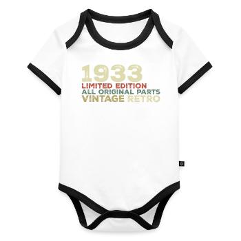 1933 Born Vintage 1933 Retro Birthday Gift - Organic Baby Contrasting Bodysuit - white/black  - Front