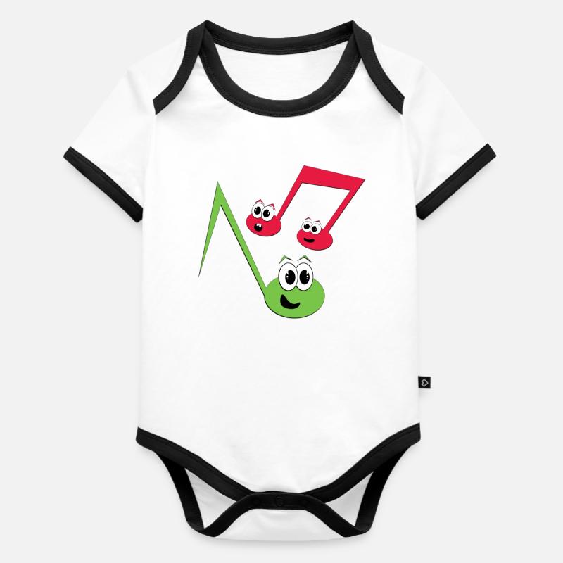 Fugly Noten - Baby Bio-Kurzarm-Kontrastbody - Weiß/Schwarz 