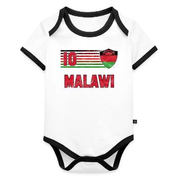 Malawi - Organic Baby Contrasting Bodysuit - white/black  - Front