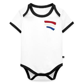 Drapeau des Pays-Bas - Rayures style pinceau - Body Bébé bio contrasté manches courtes - blanc/noir  - Devant