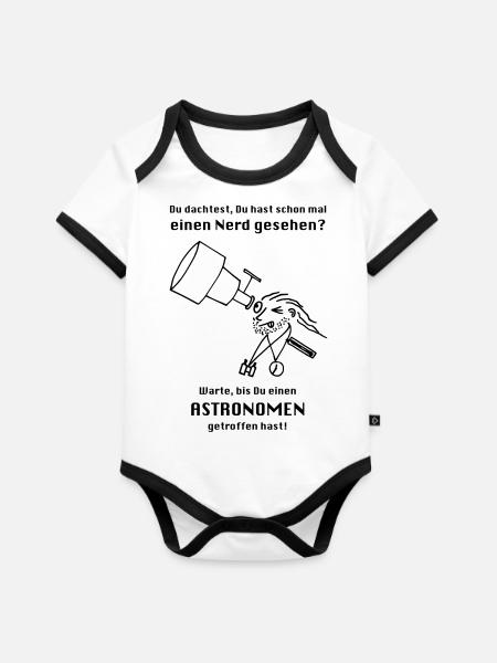 Astronom - Baby Bio-Kurzarm-Kontrastbody - Weiß/Schwarz 
