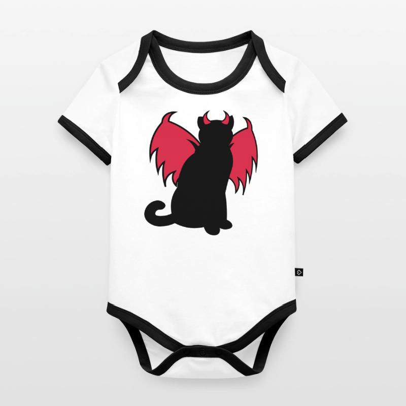 Devil Cat / Teufelskatze / chat diable / gift idea Organic Baby Contrasting Bodysuit