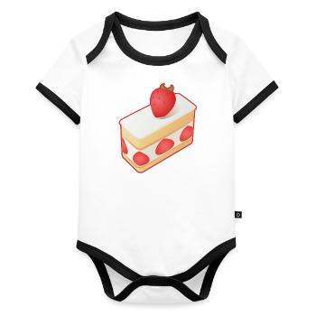gâteau à la fraise et chantilly - Body Bébé bio contrasté manches courtes - blanc/noir  - Devant