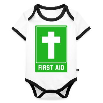 Cross First aid - Organic Baby Contrasting Bodysuit - white/black  - Front