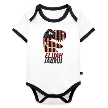 Patriotic Elijah Dinosaur Elijahsaurus - Organic Baby Contrasting Bodysuit - white/black  - Front