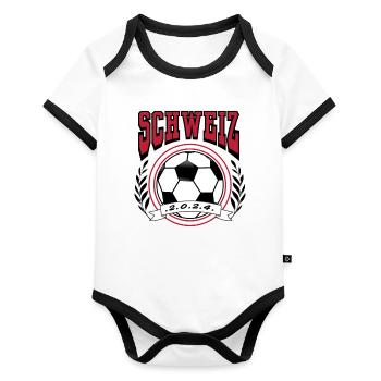 Football Switzerland Euro 2024 - Organic Baby Contrasting Bodysuit - white/black  - Front