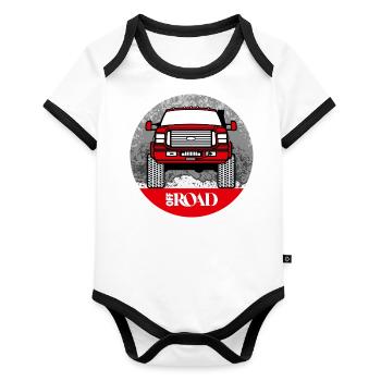 HUH! OFF ROAD #019 (Full Donation) - Baby Bio-Kurzarm-Kontrastbody - Weiß/Schwarz  - Vorne