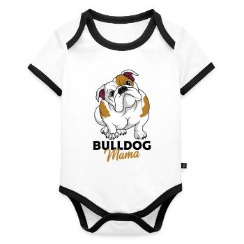 English bulldog - Organic Baby Contrasting Bodysuit - white/black  - Front