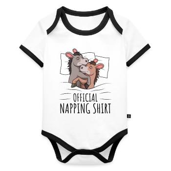 Donkey - Organic Baby Contrasting Bodysuit - white/black  - Front