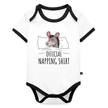Donkey - Organic Baby Contrasting Bodysuit - white/black  - Front