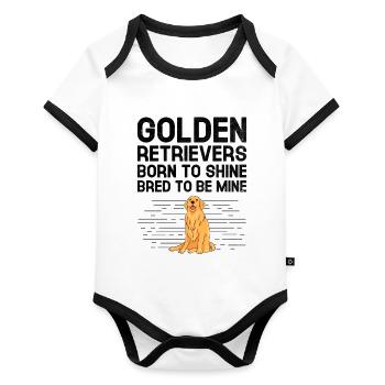 Golden Retrievers Born To Shine Bred To Be Mine GR - Organic Baby Contrasting Bodysuit - white/black  - Front