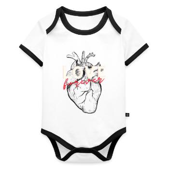 L’amour pour toujours - Body Bébé bio contrasté manches courtes - blanc/noir  - Devant