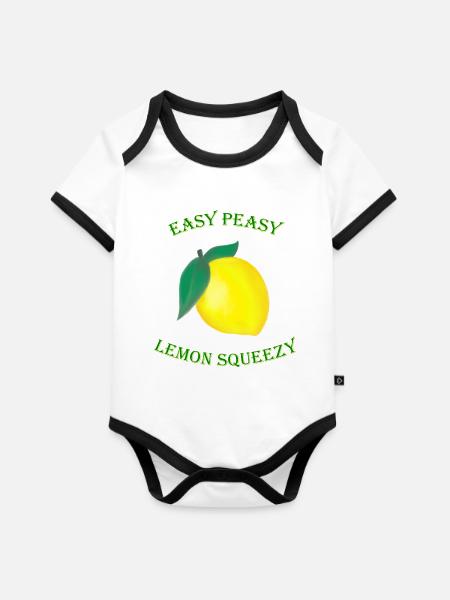 Easy Peasy Lemon Squeezy - Baby Bio-Kurzarm-Kontrastbody - Weiß/Schwarz 