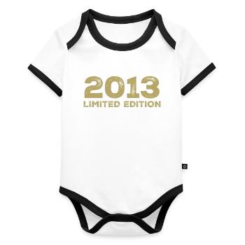 Geburtstagsgeschenk Jahrgang 2013 Jahrgang 2013 - Baby Bio-Kurzarm-Kontrastbody - Weiß/Schwarz  - Vorne
