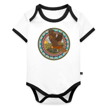 Indian Zodiac Hawk - Organic Baby Contrasting Bodysuit - white/black  - Front