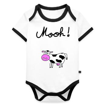 Cow moo - Organic Baby Contrasting Bodysuit - white/black  - Front