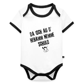 Schwäbische Weisheit | Redewendung - Baby Bio-Kurzarm-Kontrastbody - Weiß/Schwarz  - Vorne