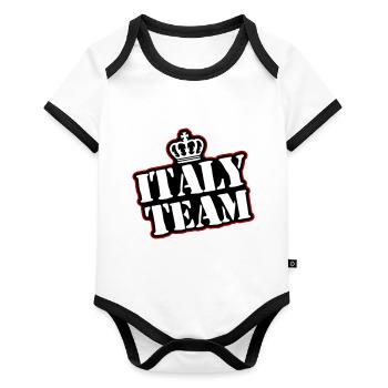 Italy Team - Organic Baby Contrasting Bodysuit - white/black  - Front