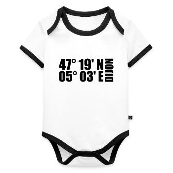 Dijon Koordinaten - Baby Bio-Kurzarm-Kontrastbody - Weiß/Schwarz  - Vorne