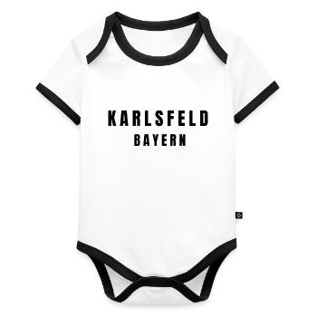 Karlsfeld, Bavière - Body Bébé bio contrasté manches courtes - blanc/noir  - Devant
