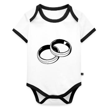 Alliances Symbole Silhouette Mariage - Body Bébé bio contrasté manches courtes - blanc/noir  - Devant