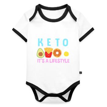Régime Keto - Body Bébé bio contrasté manches courtes - blanc/noir  - Devant