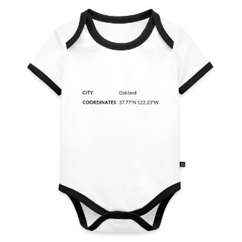 Oakland, California, USA coordinates - Organic Baby Contrasting Bodysuit - white/black  - Front