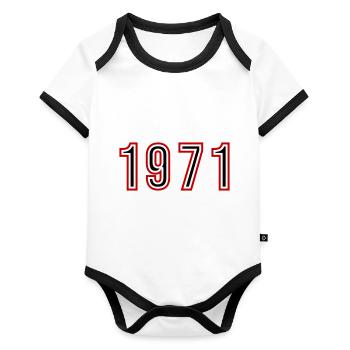 1971 Year Number - Organic Baby Contrasting Bodysuit - white/black  - Front