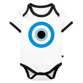 70s circles, rings, vintage, shirtshredzer - Organic Baby Contrasting Bodysuit - white/black  - Front