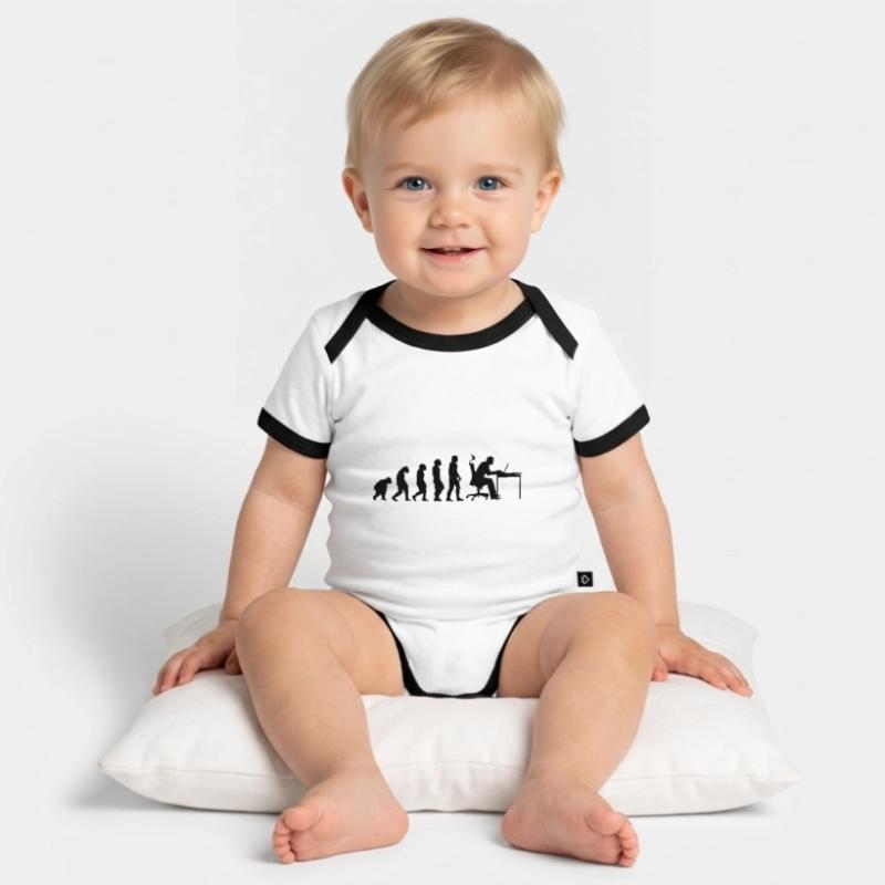 Evolution Of Man Coding Software Developer Program Baby Bio-Kurzarm-Kontrastbody