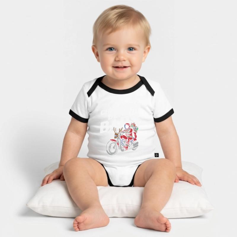 Weihnachtsmann Pullover - Weihnachtspullover Baby Bio-Kurzarm-Kontrastbody