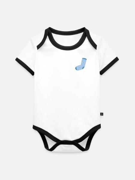 SOCKEN - Baby Bio-Kurzarm-Kontrastbody - Weiß/Schwarz