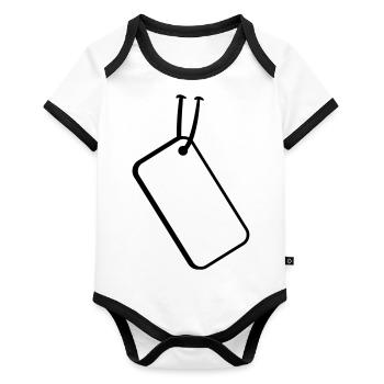 Price Tag - Baby Bio-Kurzarm-Kontrastbody - Weiß/Schwarz  - Vorne