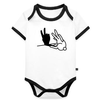 Rabbit Shadow Hand Two 2 Years Birthday V - Organic Baby Contrasting Bodysuit - white/black  - Front