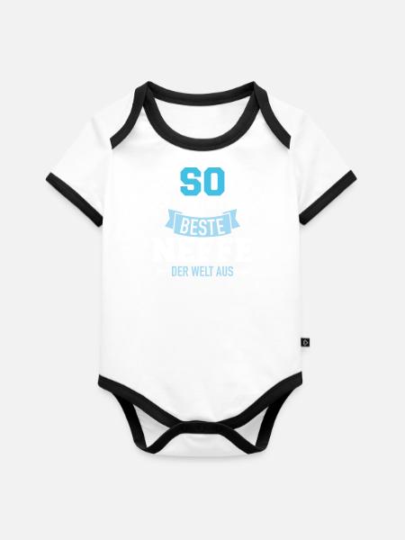 Neffe - Baby Bio-Kurzarm-Kontrastbody - Weiß/Schwarz