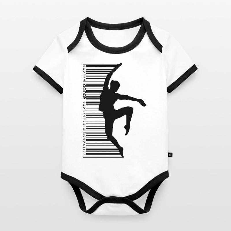 Dancer in QR Code Style Organic Baby Contrasting Bodysuit