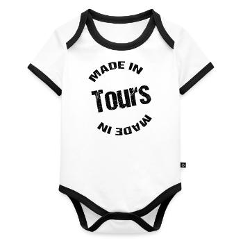made in tours - Body Bébé bio contrasté manches courtes - blanc/noir  - Devant