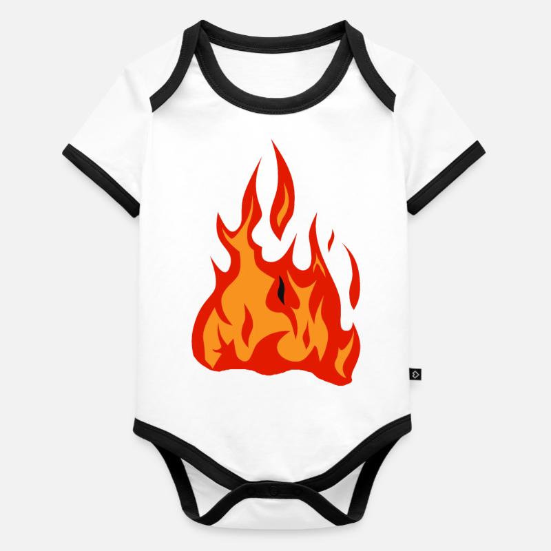 flamme feu flame - Body Bébé bio contrasté manches courtes - blanc/noir 