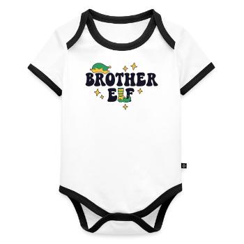 Brother Elf Matching Family Christmas Group Xmas - Organic Baby Contrasting Bodysuit - white/black  - Front