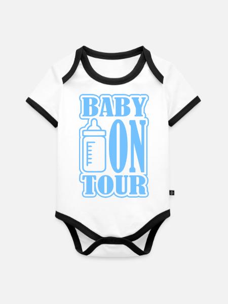Baby on Tour - Baby Bio-Kurzarm-Kontrastbody - Weiß/Schwarz 