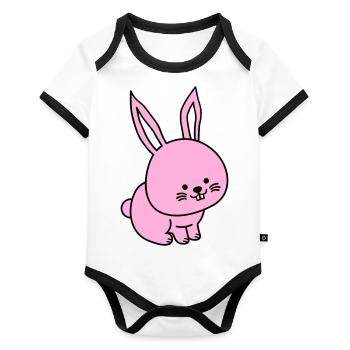 hare - Organic Baby Contrasting Bodysuit - white/black  - Front