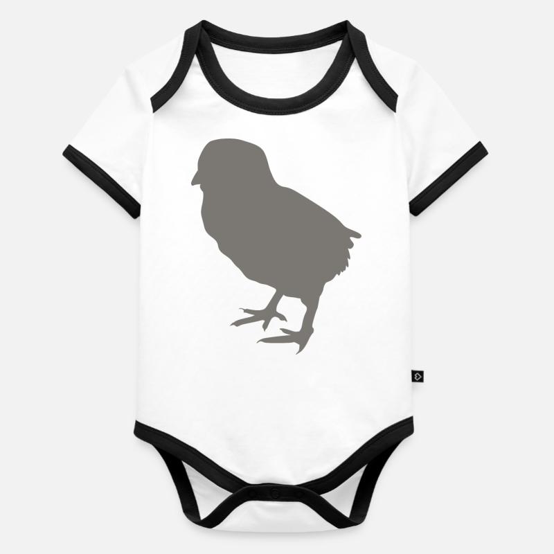 poussin - Body Bébé bio contrasté manches courtes - blanc/noir