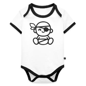 Baby Pirate - grey - Organic Baby Contrasting Bodysuit - white/black  - Front